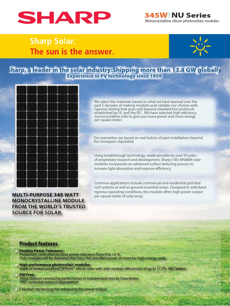 tam pin mat troi sharp 345W | GPsolar