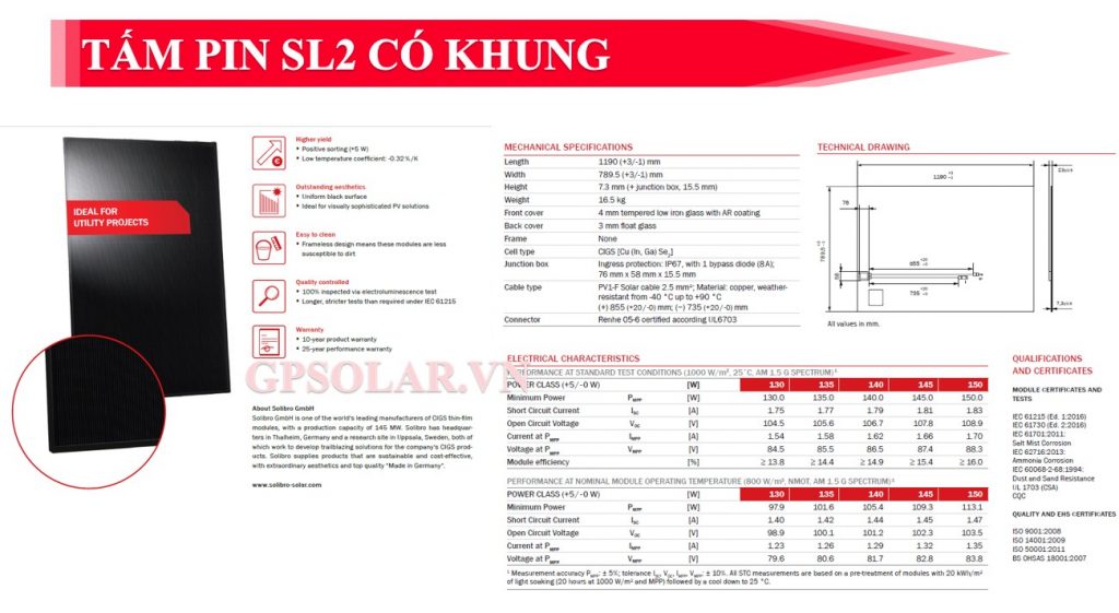 Tam pin solibro co khung | GPsolar