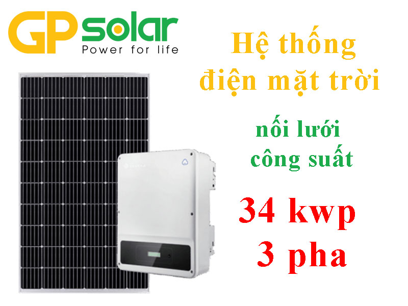 Hệ thống điện mặt trời nối lưới cho doanh nghiệp 34 kwp 3 pha Hệ thống điện mặt trời nối lưới cho doanh nghiệp 34 kwp 3 pha