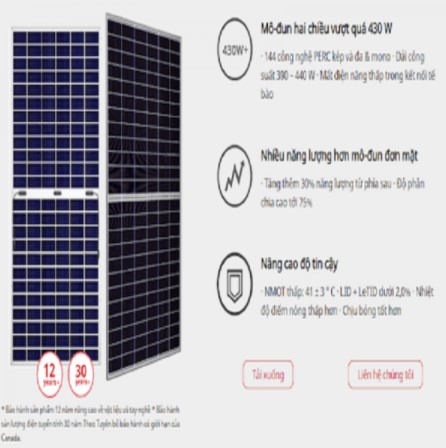 thong so ky thuat cua tam pin canadian 440 445w | GPsolar