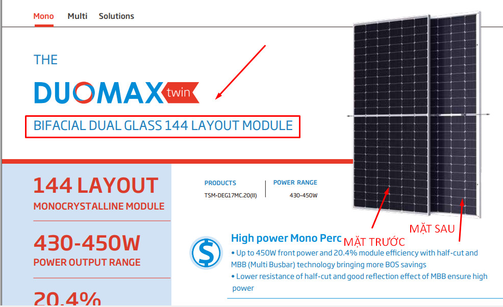 datasheet trina solar 2 mat kinh 450 Wp | GPsolar