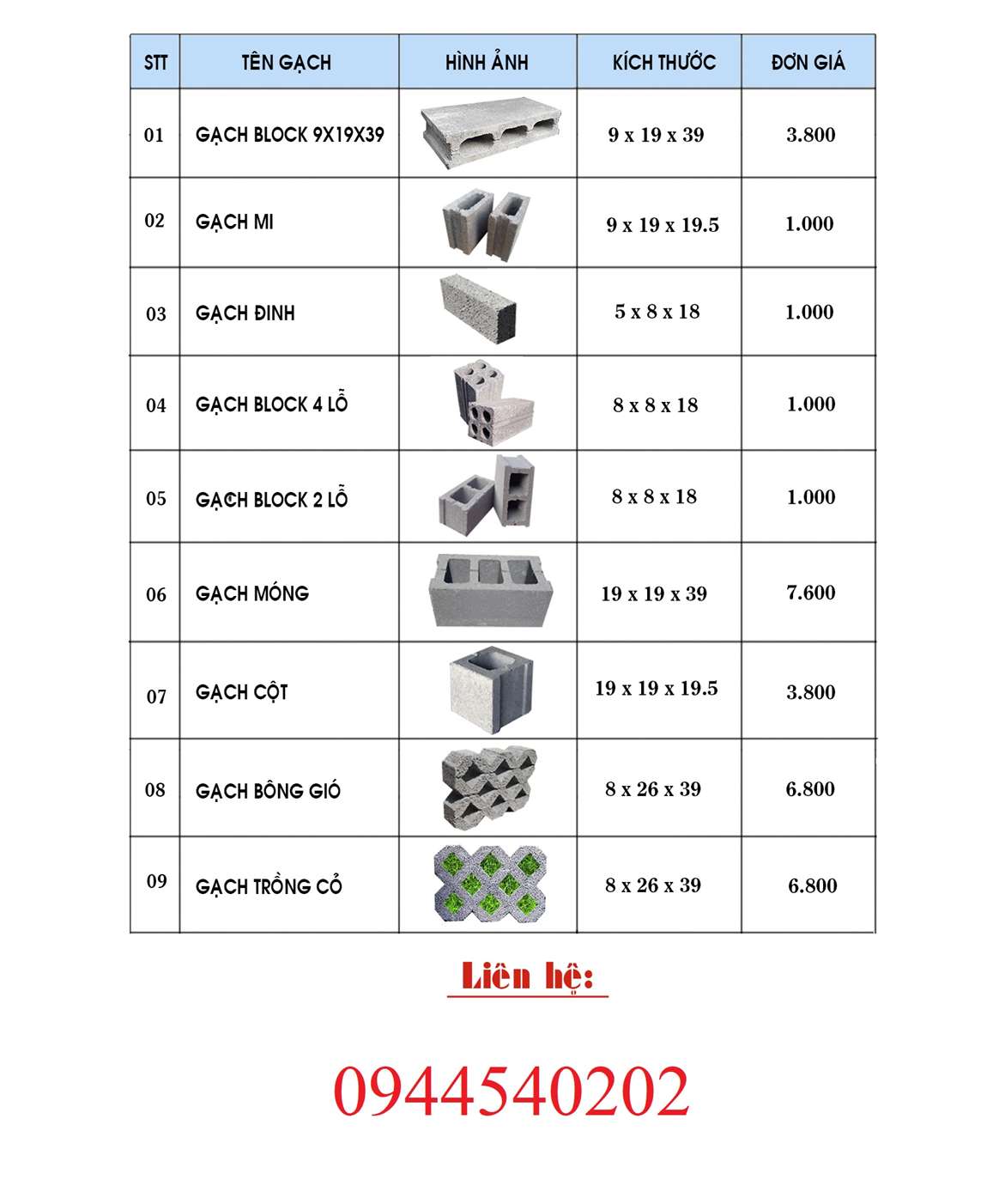 gia gach block gach khong nung tai ba ria vung tau | GPsolar
