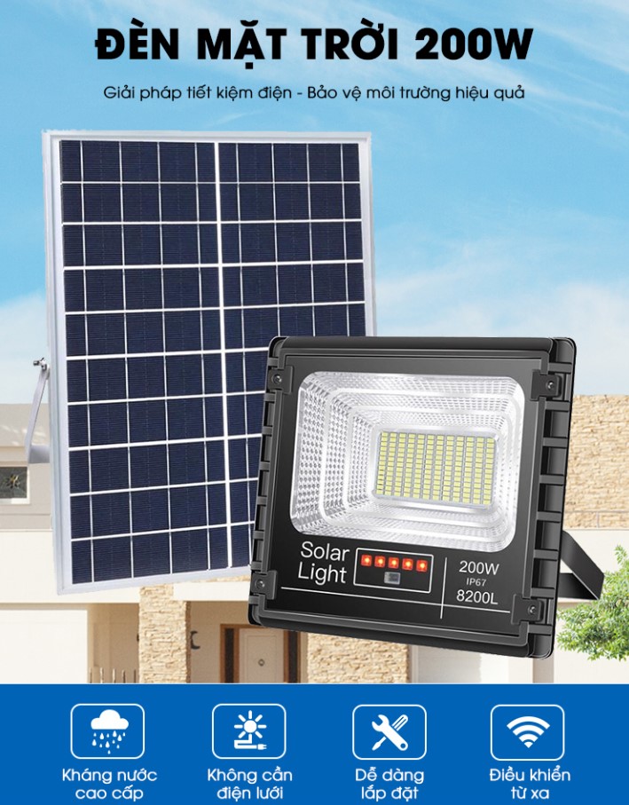 Ưu điểm của Đèn năng lượng mặt trời 200W JD-8200L