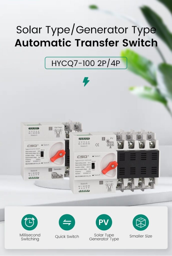 ATS 1 pha 2P 100A va ATS 3 pha 4P 100A | GPsolar