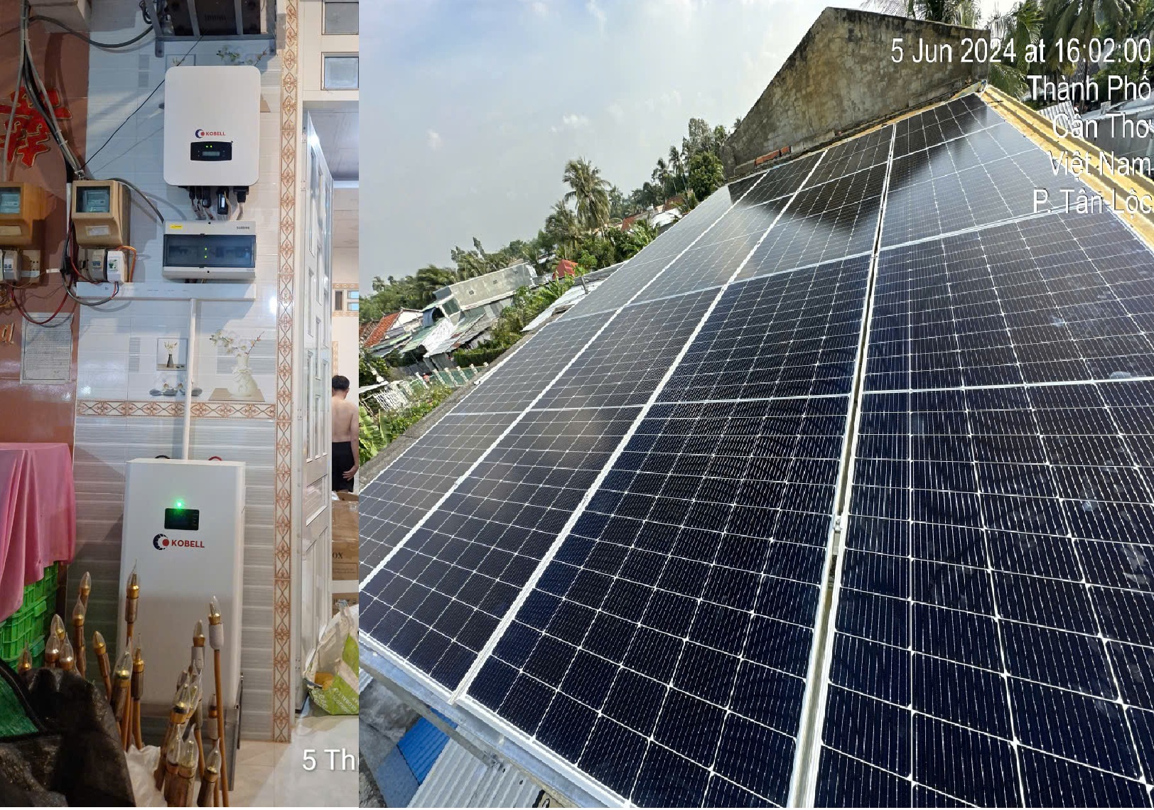 Lắp đặt điện mặt trời có lưu trữ 15kw ở TP Cần Thơ