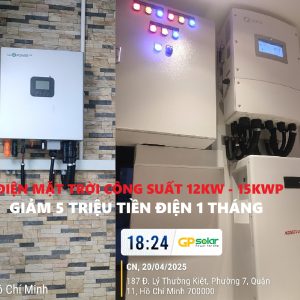 Điện năng lượng mặt trời 12kw giảm 5 triệu tiền điện