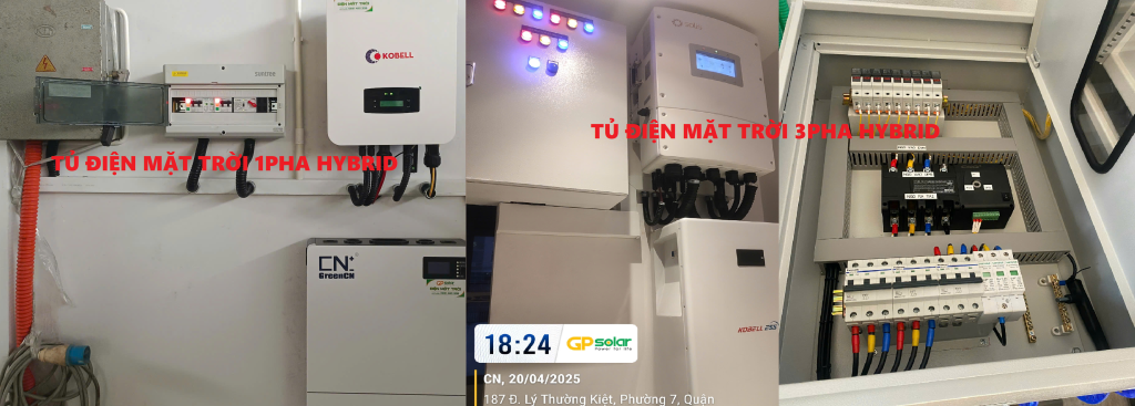 Tủ điện năng lượng mặt trời 1Pha và 3Pha Lưu Trữ | GPsolar tu dien nang luong mat troi hybrid | GPsolar